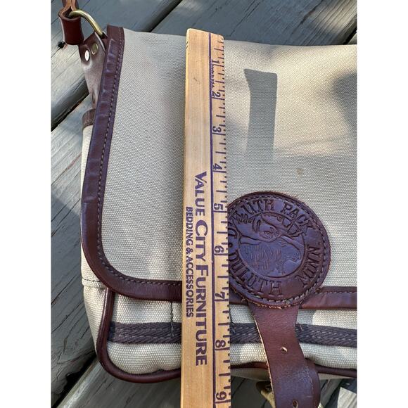 Vintage Duluth Pack Haversack Bag Leather canvas beige brown messenger - Picture 8 of 16